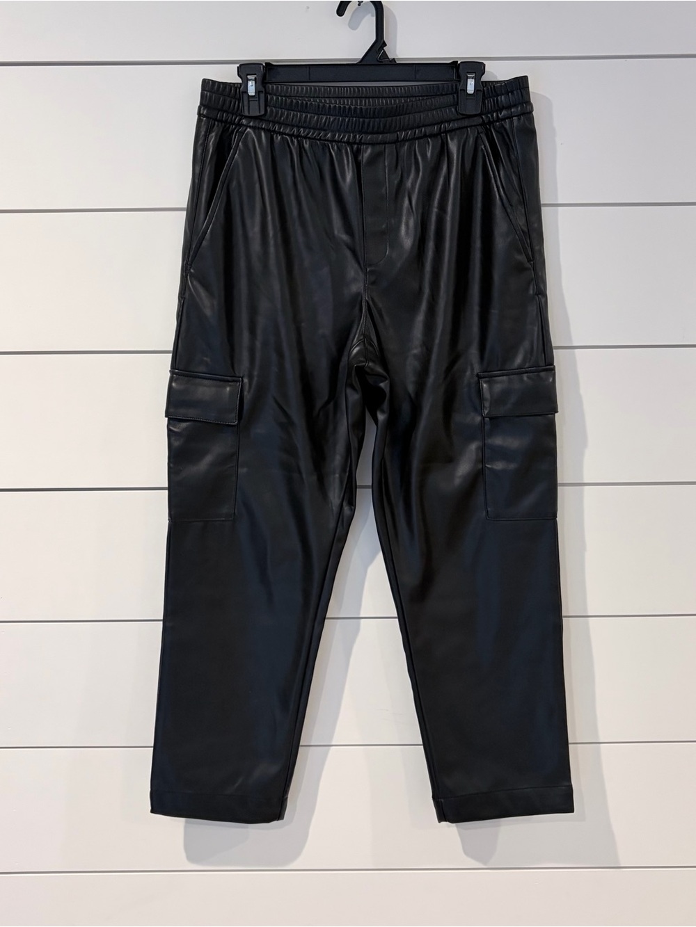 GAP Faux Leather Cargo Pants Black Moto Grunge Y2K Streetwear Medium